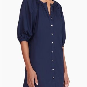 STAUD Navy Button-Down Dress